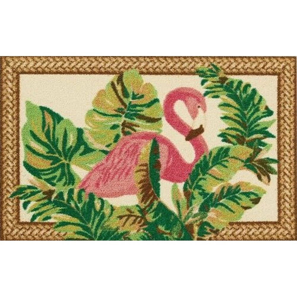 Heavy Duty Accent Kitchen Rug (nonskid back)(20"x32") FLAMINGO & LEAVES, Enhance